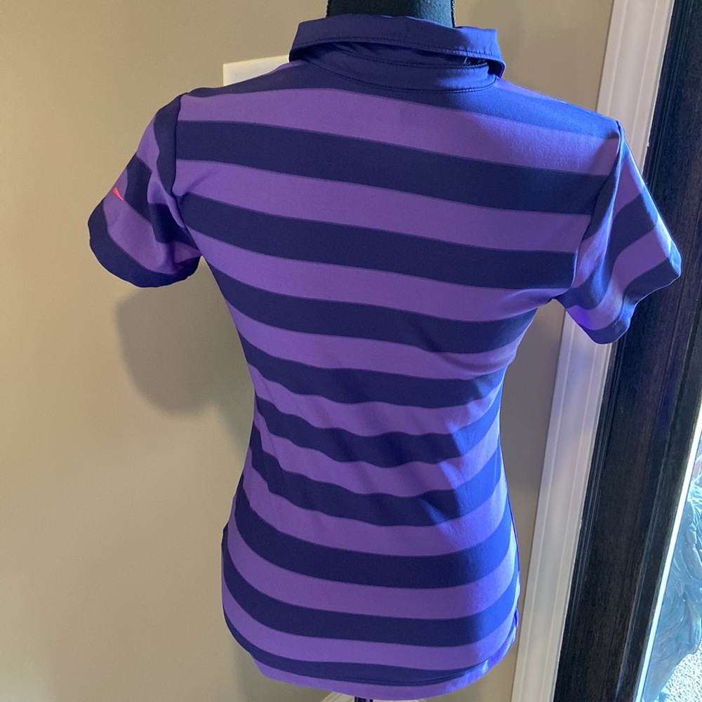 Nike Golf Tour Performance Dri-Fit. Purple on dark Blue with Pink logo. XS. EUC - Picture 5 of 9
